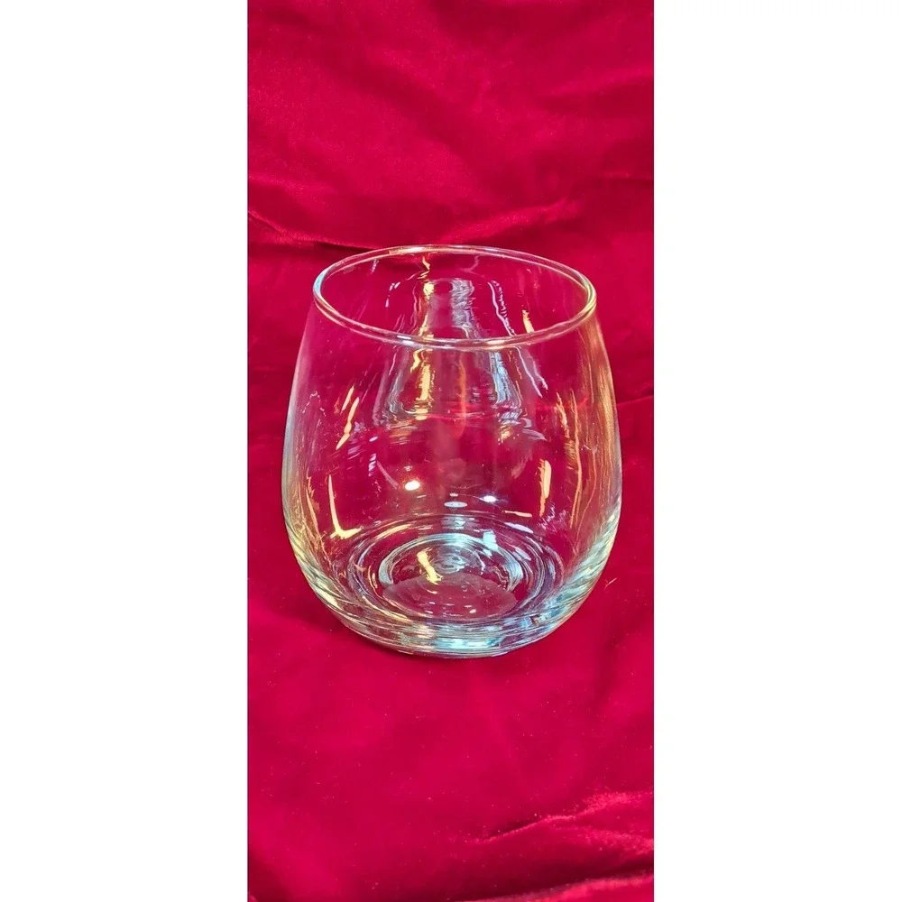 Set of 3 Stemless Wine Glasses Clear Glass Tumblers Modern Barware 15oz